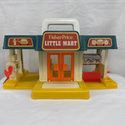 Vintage 80s Fisher Price Little People Little Mart Car Wash Gas Station #2580