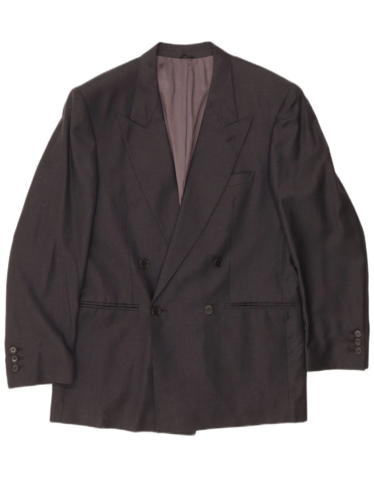 Ermenegildo Zegna Mens Double Breasted Blazer Jacket IT 48 Medium Black BY01