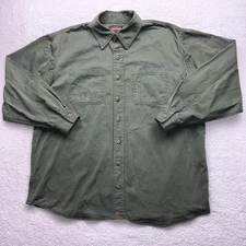 Jesse James Workwear Shirt Mens XL Green Button Front Twill Double Pocket Casual