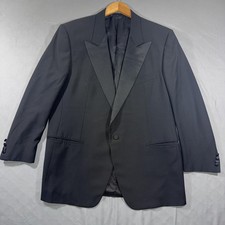 Ermenegildo Zegna Tuxedo Jacket Mens 56 Black Wool One Button Peak Lapel Formal