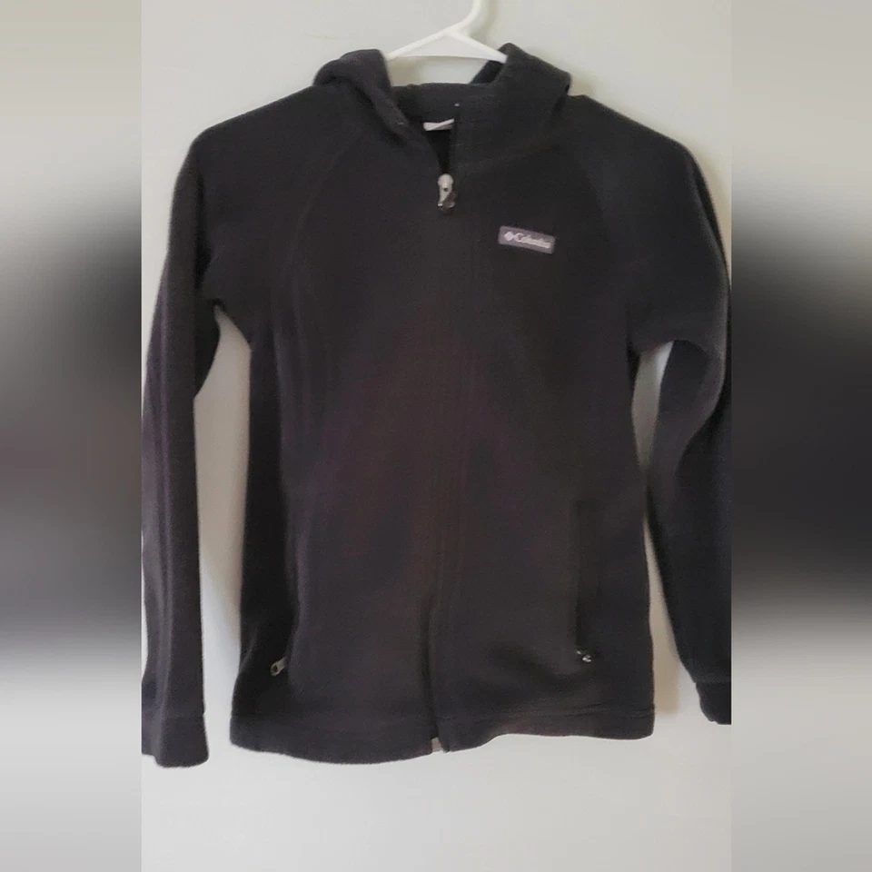 Girls size Medium 10/12 Columbia Black fleece hooded Zip Up Benton - Image 3 of 4
