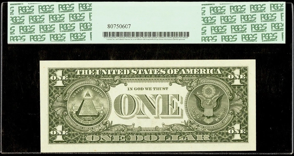 1985 $1 DOLLAR FANCY RADAR SERIAL NUMBER 97999979 PCGS 64 PPQ UNCIRCULATED - Image 2 of 2