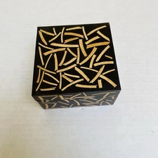 Inlay Wood Trinket Jewelry Box Gift Home Decor Natural Farmhouse Coastal Black