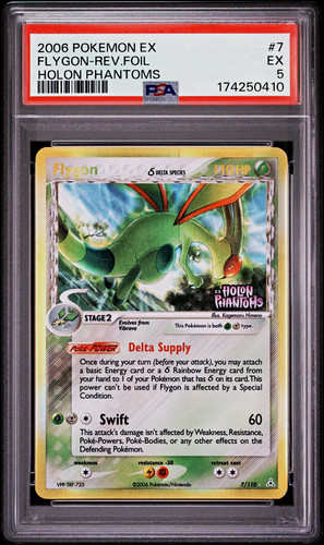 2006 Flygon Delta Species 7/110 EX Holon Phantoms Reverse Holo - PSA 5 NEW CERT