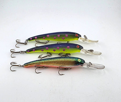 (3) Vintage Tom Mann's Stretch 15+ Plus Crankbait Fishing Lures Lot of 3