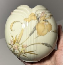 TOYO French Orchid Vases Curved White Porcelain with Pink, Yellow Japan 1980’s