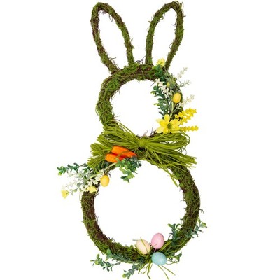 27 Inch Easter Wreath Artificial Easter Rabbit Wreath Spring Bunny Wreath for Fr