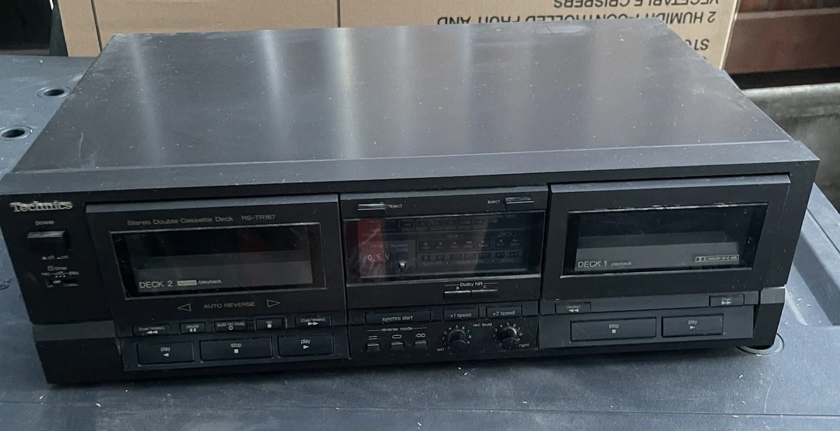 Platine K7 Double TECHNICS RS-M222 – Vintage, Métal Gris, Fonctionnelle
