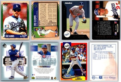 Eric Karros 4 Card Lot - Rookie RC Los Angeles Dodgers Oakland Athletics A's 