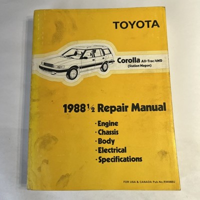 1988 1/2 Toyota Corolla All-Trac 4wd Station Wagon Repair Manual W/Diagram