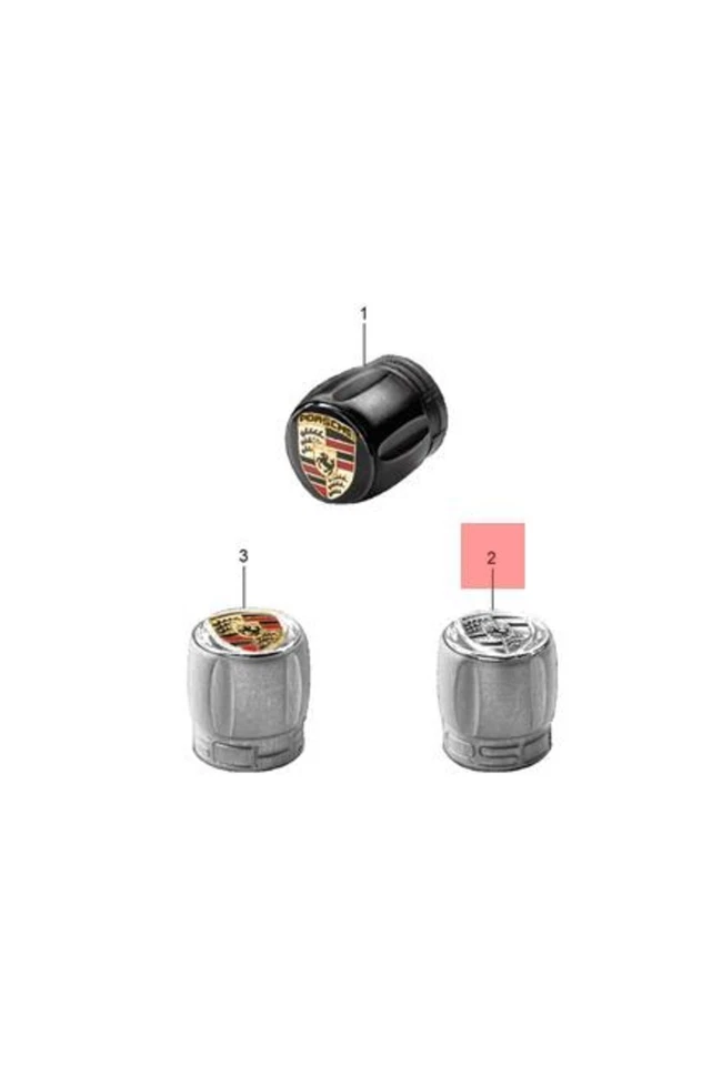 Juego de tapas de válvulas originales PORSCHE plateadas con escudo Porsche monocromo 99104460268 Foto 2 de 4