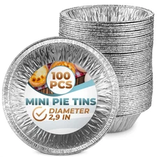Silver Aluminum Foil Tart Pan 3 (Pack of 100) Disposable Mini Pie Tin