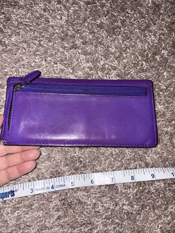 ТРЕНЕР винтажный фиолетовый кожаный тонкий конверт бумажник подлинный - Изображение 4 из 4