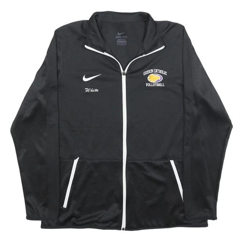 NIKE Mens Black White Guerin Catholic Volleyball Zip Jacket XL Polyester Blend