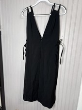 BCBGMAXAZRIA Dress Womens S Black Strappy V Neck Slip Midi Little Black NEW $228