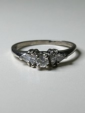 Solid 14K White Gold Engagement Ring  Approx .40 Ct Natural Diamonds, Sz 7.75