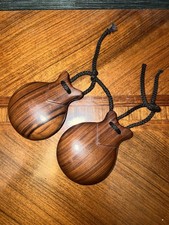 2 Holz Nussbaum Walnuss Kastagnetten Musik In...