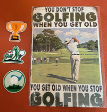 Retro Golf Metal Sign Vintage Sport Man Cave Decor 8x12 (& 3 Iron-on Patches)