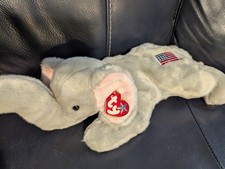 TY Beanie Buddy Righty The Elephant Plush Gray Flag 2000 Republican Stuffed 