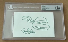 PETER LAIRD SIGNED NINJA TURTLES INDEX CARD AUTO GRADE 10 BECKETT BAS