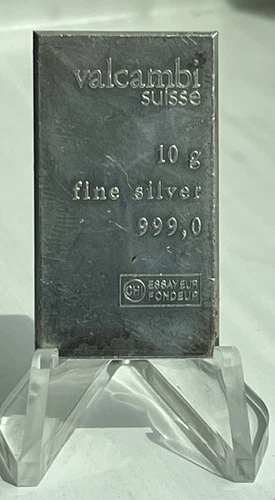 10 Gram Valcambi  .999 Fine Silver Bullion Bar