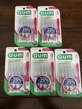 5 Packs - GUM Proxabrush Go-Betweens - Moderate - Interdental 10 Count, Red