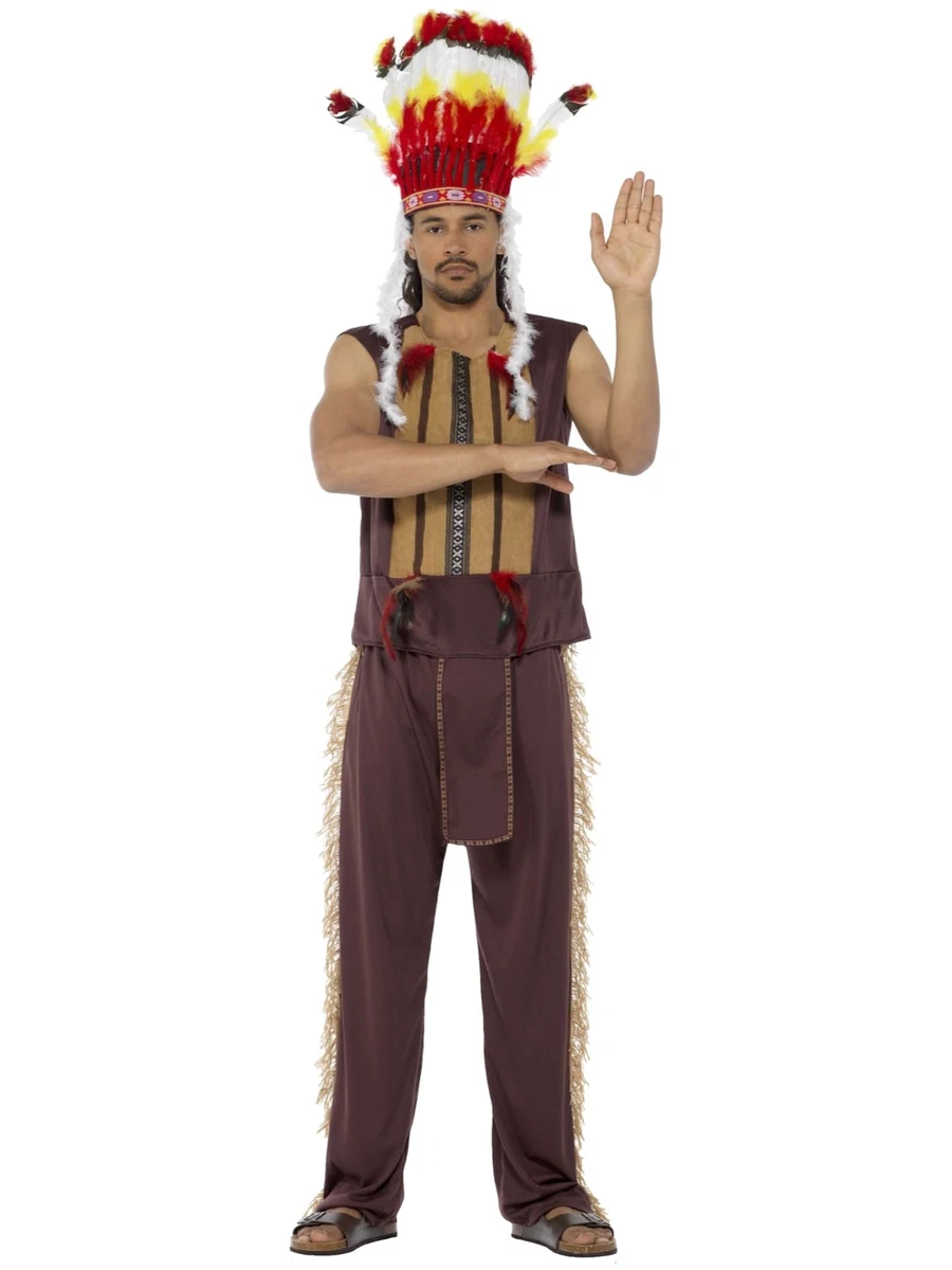 Costume Completo Uomo Guerriero Nativo Americano Per Carnevale O Festa A Tema Indian