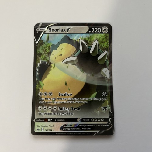 Pokemon Snorlax V 141/202 Sword & Shield Base Set Ultra Rare NM/LP