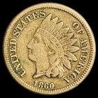 1860 Indian Head Cent - Antique United States of America 1c Penny Coin