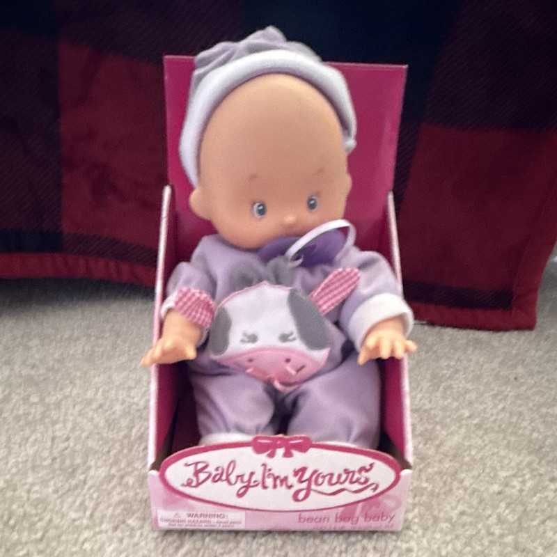 Baby I'm Yours Bean Bag Baby 10in Soft Body Baby Doll Girl Blue Eyes 2003