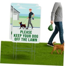 Clean Up After Your Dog Signs 2 Pack, No Pooping Dog White and Light Green