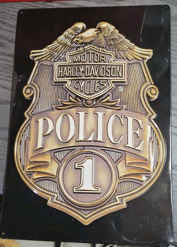 Harley-Davidson Police Shield Tin Metal Sign 11.5” x 17”