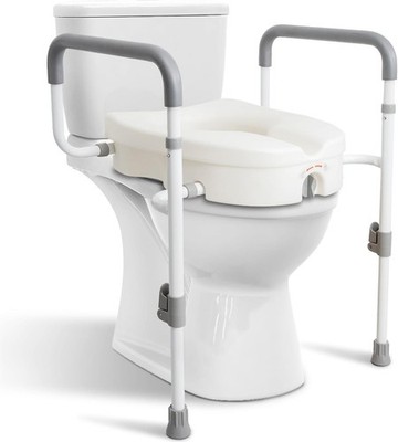 Raised Toilet Seat with Handles for Elderly - Toilet Seat Risers for Seniors