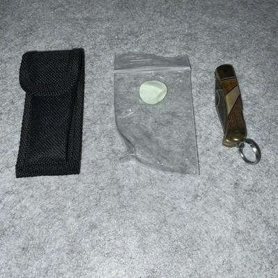 Santa Fe Stoneworks USA Wood Mother Of Pearl Pocket Knife Mint