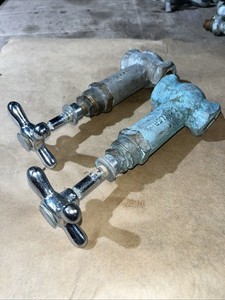 TWO: Vintage Wall Antique valves set 1/2”NPT bathroom Salvage USA