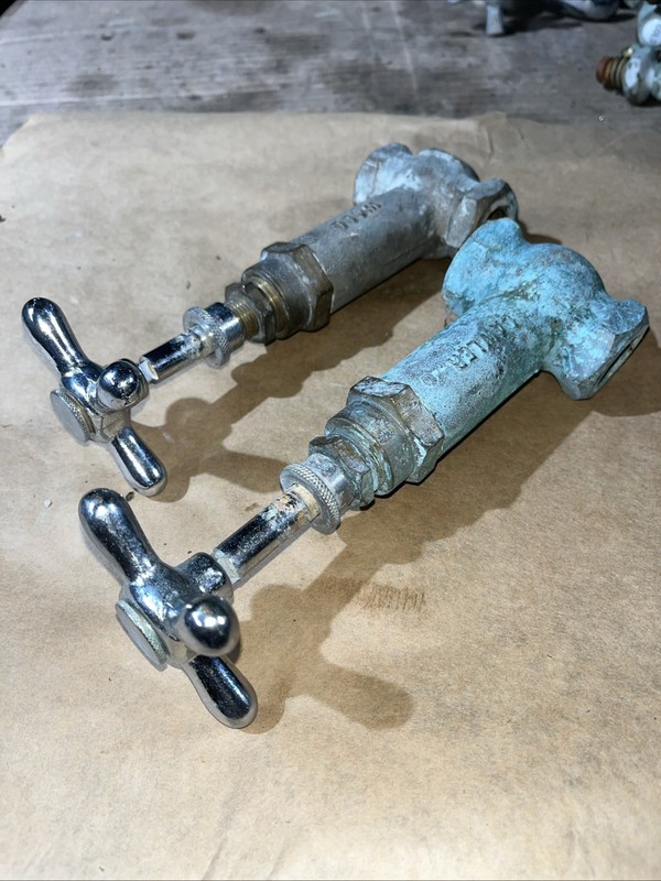 TWO: Vintage Wall Antique valves set 1/2”NPT bathroom Salvage USA