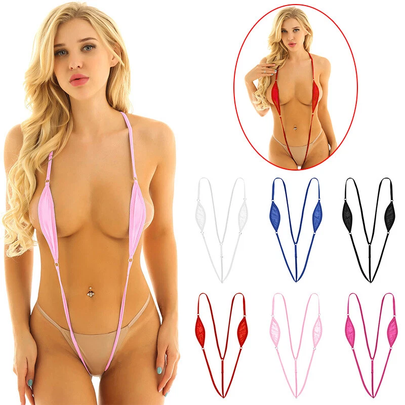 DE Damen Sexy Micro Bikini Rückenfrei Bademode Transparent Unterwäsche Badeanzug - Bild 2 von 3