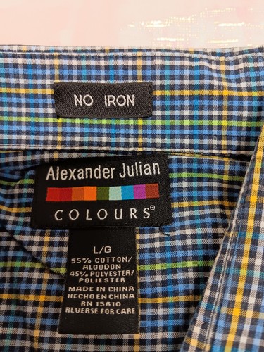 Vintage Colours By Alexander Julian Lrg Blue Yellow Plaid Short Sleeve Button Up - Picture 11 of 13