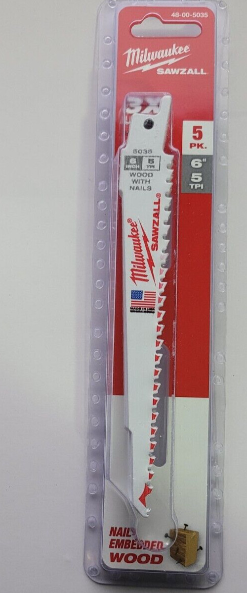 Milwaukee  6 in. 5 TPI Thin Kerf Wood Cutting BiMetal SAWZALL Reciprocating Saw