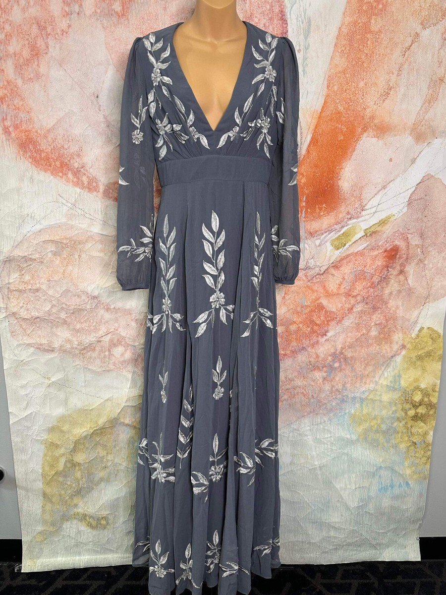 Anthropologie BHLDN Belize Embroidered A-Line Long-Sleeve V-Neck