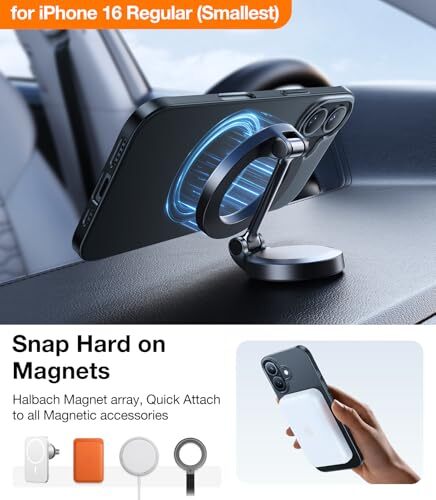 Magnetic Slim-Fit for iPhone 16 Case 6.1 inch, Ultra-Thin 16 For 16 6.1" Black - Picture 5 of 7