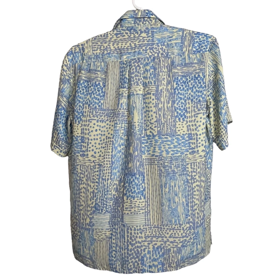 Camisa Hawaiana Grande Georg Roth de Alemania Para Hombres Abstracta Azul Océano Amarillo Foto 3 de 4