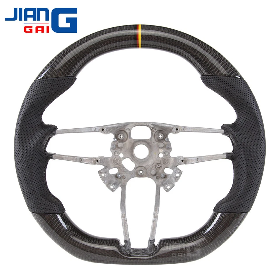Volante de fibra de carbono real apto para Porsche Cayenne Cayman 911 918 718 sin calefacción Foto 4 de 4