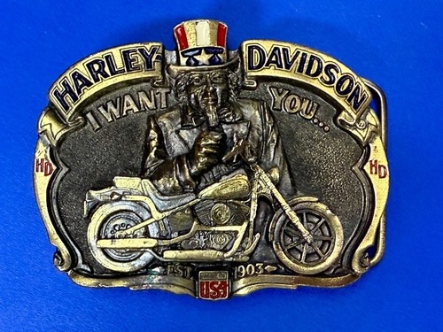 Harley Davidson Motorcycle Uncle Sam I Want You The Great American Belt Buckle - Picture 2 of 17