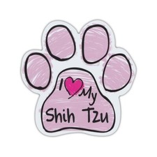 I LOVE MY SHIH TZU Pink Scribble Paw Car Magnet cars truck refrigerators gift