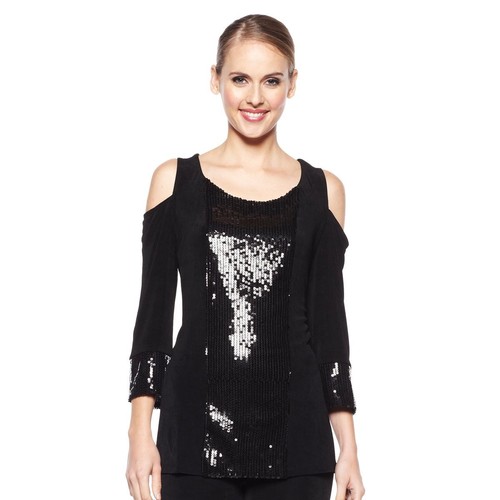 Slinky Brand Cold-Shoulder Tunic with Sequin Detail 219858A (3X) - Picture 3 of 5