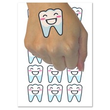Happy Smiling Tooth Dentist Temporary Tattoo Water Resistant Fake Body Art Set