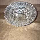 Vintage  Clear Crystal Ashtray Round 3 footed daisy & button L.E. Smith