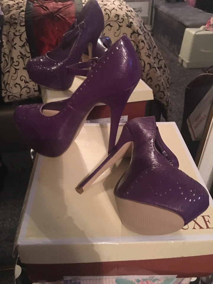 Tacones de aguja ciruela lluvia púrpura 7,5 N/W caja Foto 4 de 4