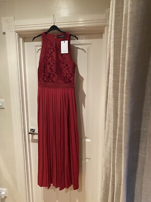 Little Mistress Red Lace Bust Maxi Dress Size 12 Tall Party/Prom Christmas  UK